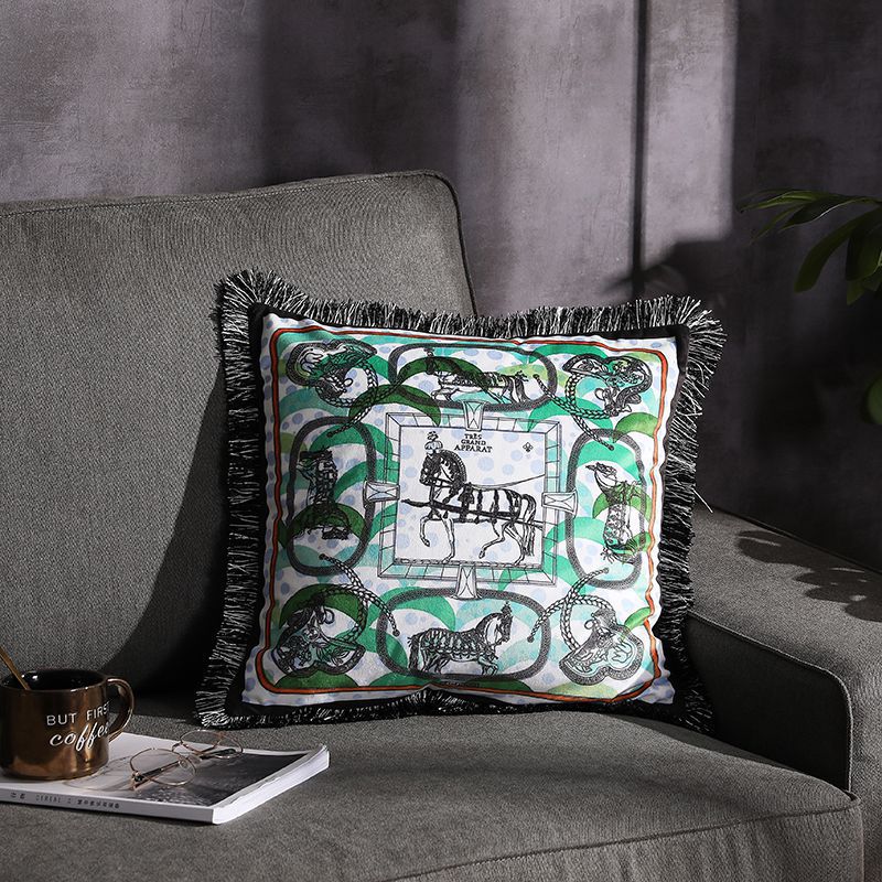 European style light luxury velvet double-sided printing tassel pillow cushion (5)